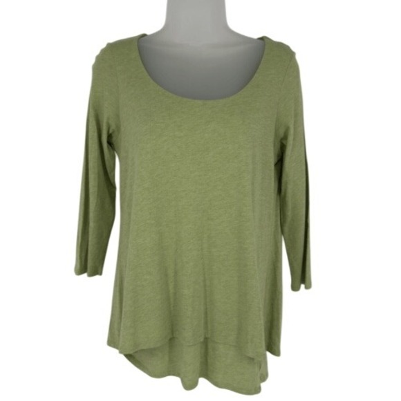 J Jill Pure Jill‎ Sage Green Elliptical Tunic Top XS Layered Hem Boho Minimalist - Picture 1 of 9
